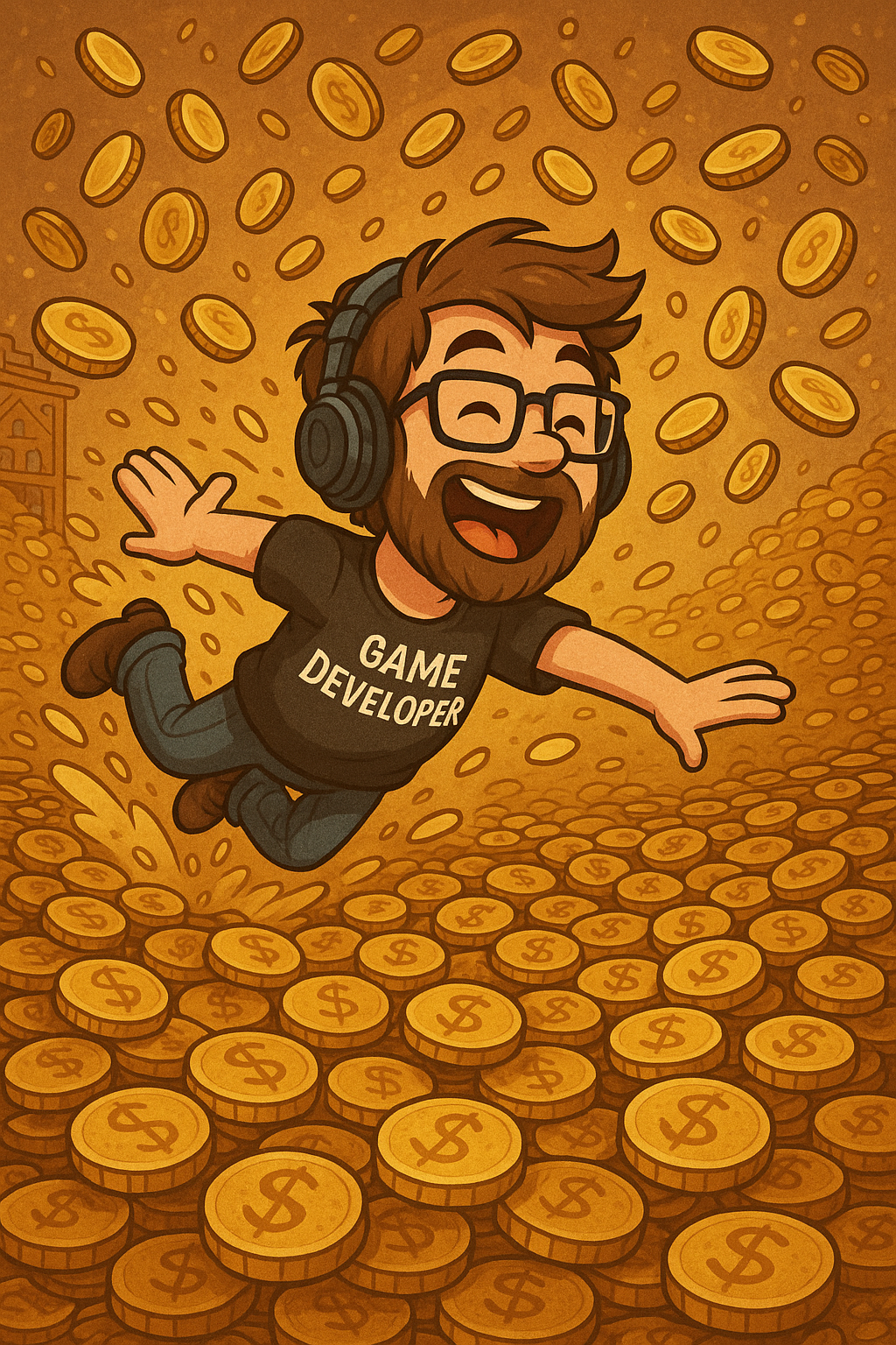 Game developer swims in the money like Scrooge McDuck (c) ChatGPT